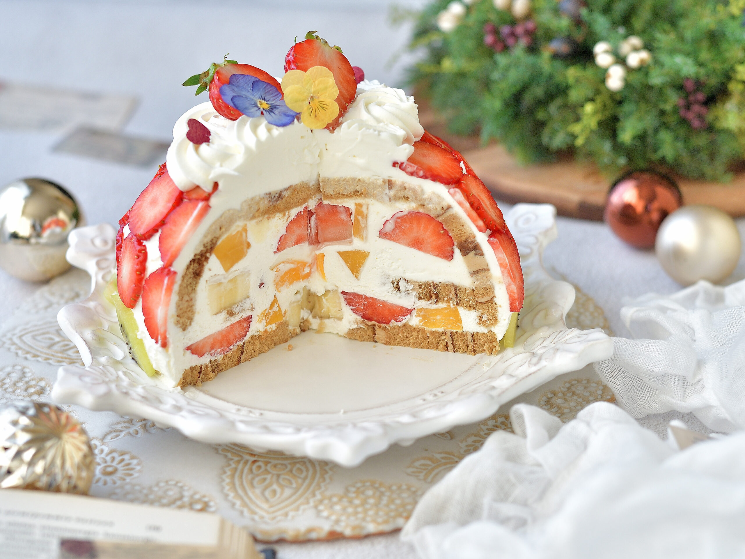 市販のロールケーキ使用!簡単ズコット